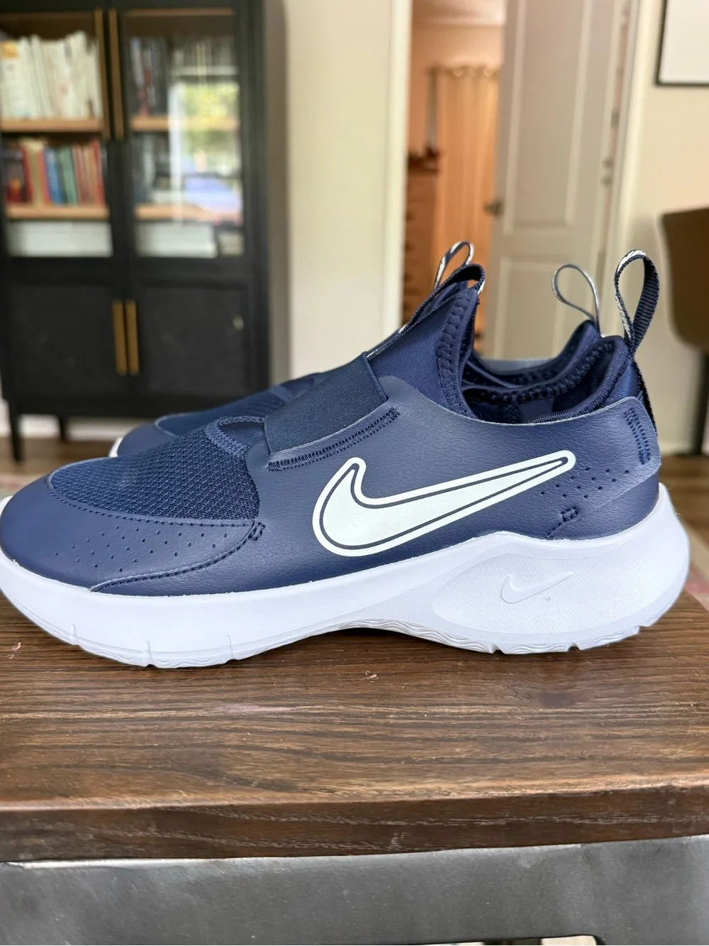 Nike Flex Runner 3 Navy White Slip-On Sneakers Youth Size 5Y NEW